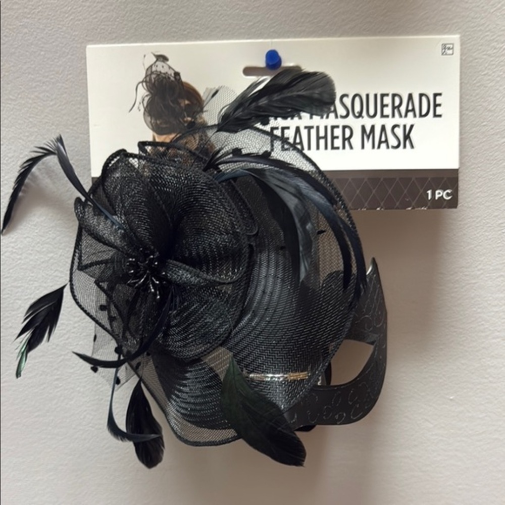 Black Feather Masquerade mask